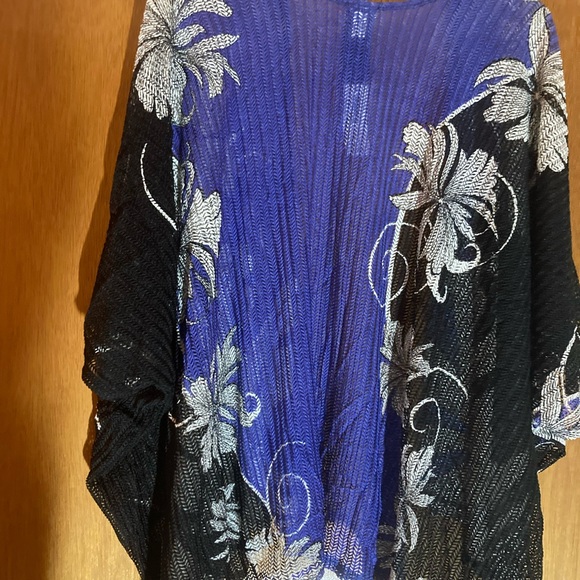 NWT Chicos Travelers Floral wheatmesh jacket. Deep Amparo Blue size S/M - Picture 3 of 7